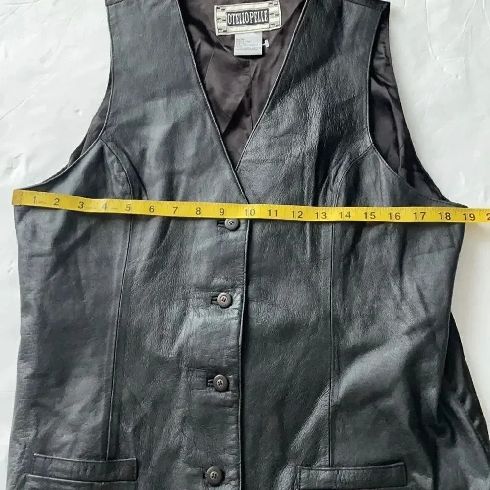Otello Pelle vintage leather vest Black. Men’s size XL 100% genuine leather - Picture 4 of 12